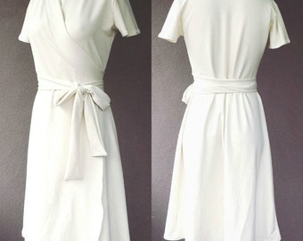 True wrap dress, long white dress, organic women's clothing