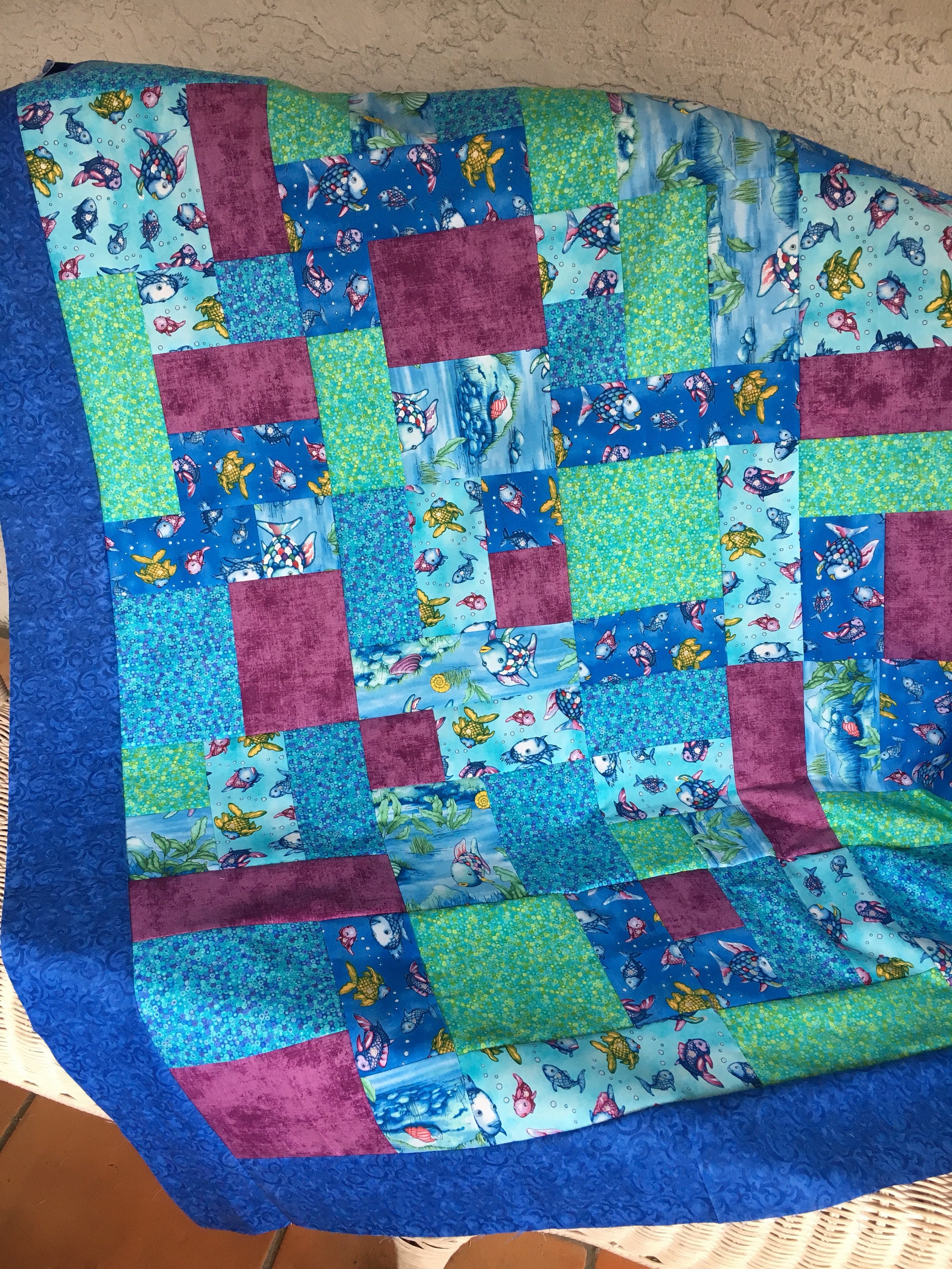 The Rainbow Fish by Studio 37 Fabrics Unfinished Quilt Top