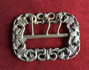 Brass antique french victorian baroque belt buckle