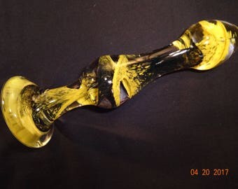 Large Double Trouble Black and Yellow Anal Plug