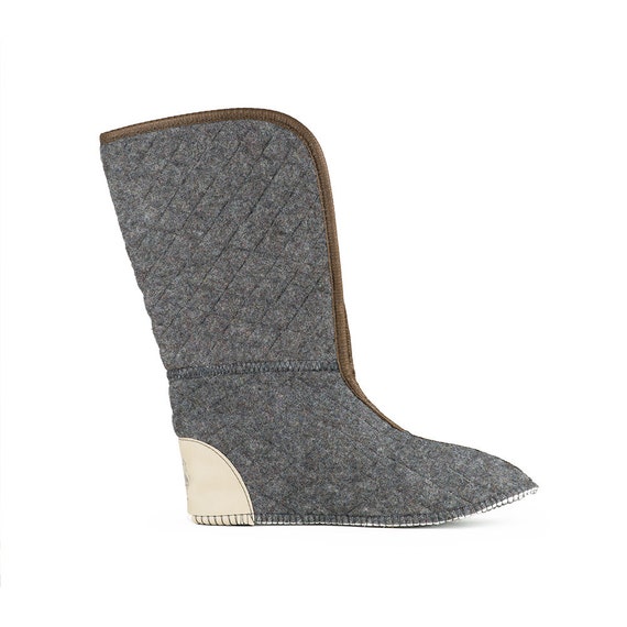 14 High Wool Felt Boot Liners with Thinsulate Gray