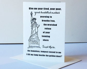 Letterpress Protest Card - Statue Of Liberty