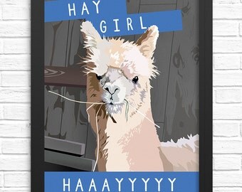 Alpaca art print. Funny art print. Illustrated alpaca artwork. Alpaca print. Alpaca poster. Funny poster. Llama art. Funny print.