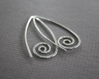 Swirly simple hook sterling silver earrings - Threader earrings - Spiral earrings - Trendy earrings - Minimalist earrings - ER014