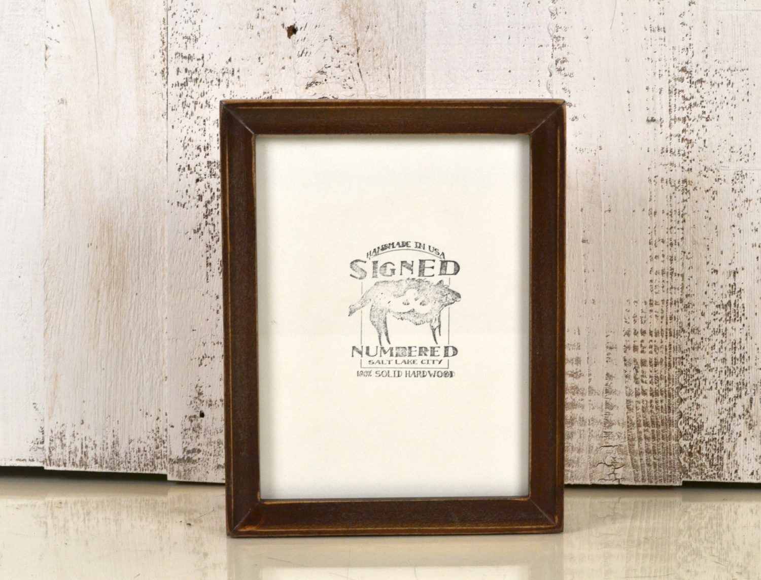 6x8 inch Solid Wood Picture Frame in Foxy Cove with Vintage Dark Wood ...