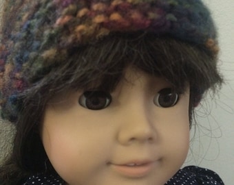 Hand knit hat, 18 in doll size, doll accessories