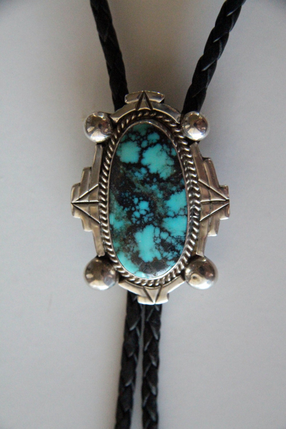 Vintage Bisbee Bob Turquoise Bolo Tie