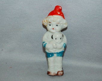 Puppy and Girl Bisque Doll / Frozen Charlotte / Vintage / penny doll / vintage dolls