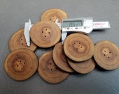 Eight Unique 2 inch Large Wood Cherrywood finished & treated Buttons for Crochet, Art, Sewing and more