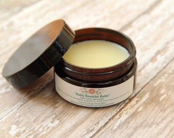 Natural Baby Vapor Rub, baby breathe balm, chest congestion, cough cold soother, organic chest rub, essential oils, natural salve