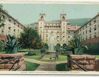 Court Hotel Colorado Glenwood Springs CO 1910c Phostint postcard