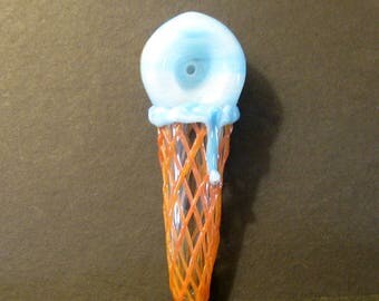 Glass Pipe Ice Cream Cone Blue