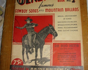 Vintage Gene Autry Song Book Cowboy Songs Mountain Ballads Illustrated 1934 Old Cowboy Songs