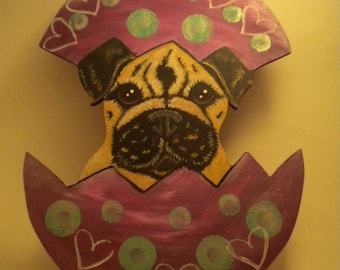 ON SALE-Pug Easter Egg Decoration