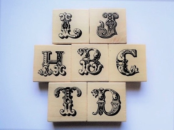 Download Reserved Flourish Alphabet Rubber Stamps Monogram Letters