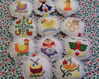 calico and lace ornaments