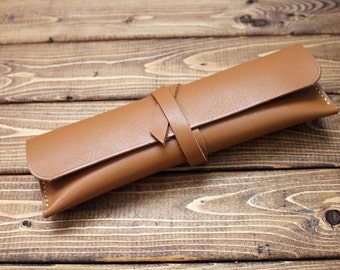 Leather Pencil Case, Pencil Roll, Tool Case, Makeup Bag, Personalized Gift (Free Personalization)