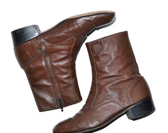 ON SALE Vintage Neettleton Brown Leather Mens Ankle Boots Vintage 9D Florsheim Style 8D