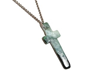 Jade Cross Necklace - Carved Jade carving Jewelry Chinese Jade Vintage Jade Green Jade Hand Carved Antique cross jewelry rosary vintage