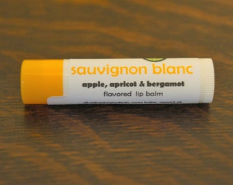Sauvignon Blanc lip balm - apple, apricot and bergamot flavored lip balm - wine flavored lip balm - Sauvignon wine lip balm
