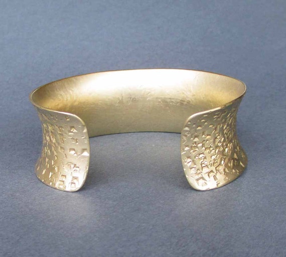 Hammered Gold Cuff Bracelet Brass Jewelry Textured Metal