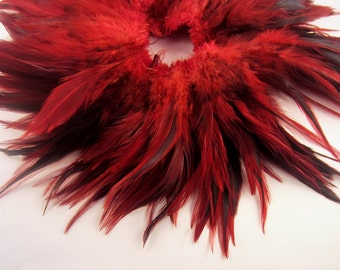 40 assorted red feathers loose saddle half bronze Dyed 3 to 5 inches