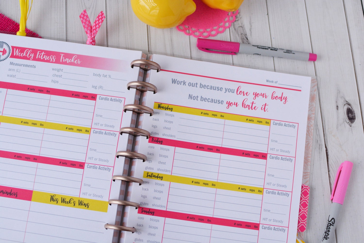 52 Wk Happy Planner FITNESS PLANNER Printable workout insert