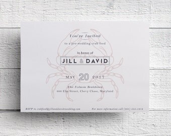 Crab Rehearsal Dinner Invitation, Nautical Invite, Wedding Dinner, Crab Boil, Crab Feed, Seafood Dinner, Maryland Wedding