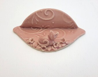 Business Card Holder // Cat Business Card Holder // Pottery Business Card Holder for Desk