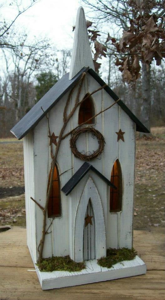 Church Primitive Birdhouse Rustic Birdhouse Primitive