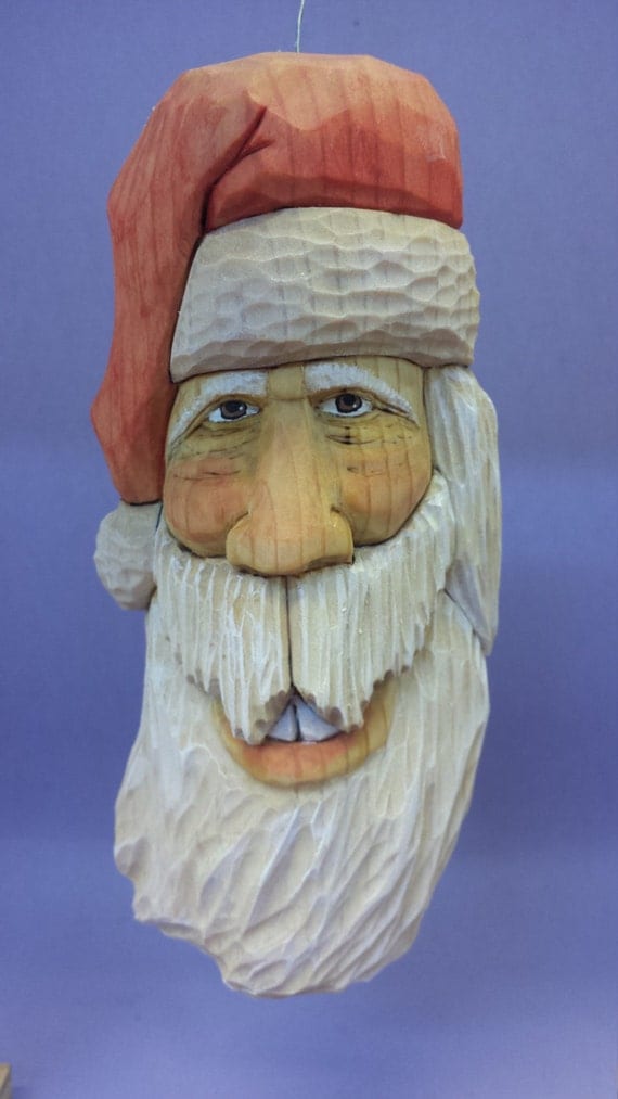 Santa Claus wood carving wall hanging hand made Christmas gift for him gift for her OOAK Holiday decorations hand painted collectible gifts