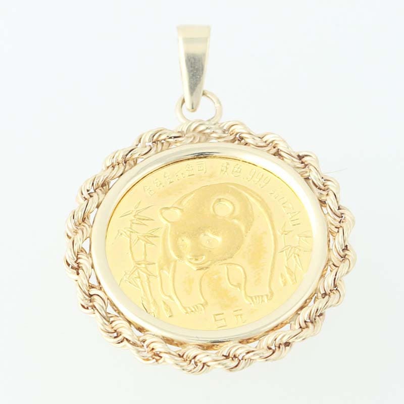 1986 Panda Coin Pendant 14k Yellow Gold & .999 Fine Gold
