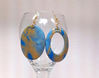 Blue&Gold One Hoop Dangles