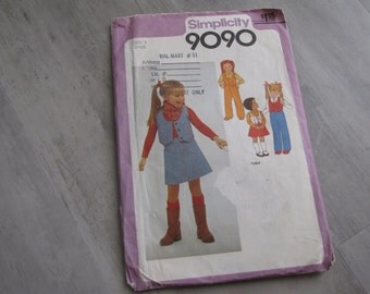 Vintage 1979 Child Western Skirt, Vest and Pants Pattern - Simplicity 9090 Size 3 - Toddler