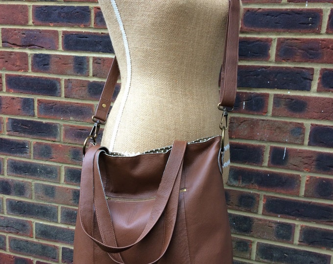 Recycled leather bag - Hobo style bag made with Caramel Brown leather-detachable strap-shoulder or hand held.Get 30% off see details