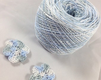 Hand Dyed Size 10 Crochet Cotton - Winter Sky - Large Project Size - 150, 200, 250 or 300 Yards