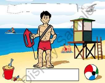 Lifeguard cartoon | Etsy