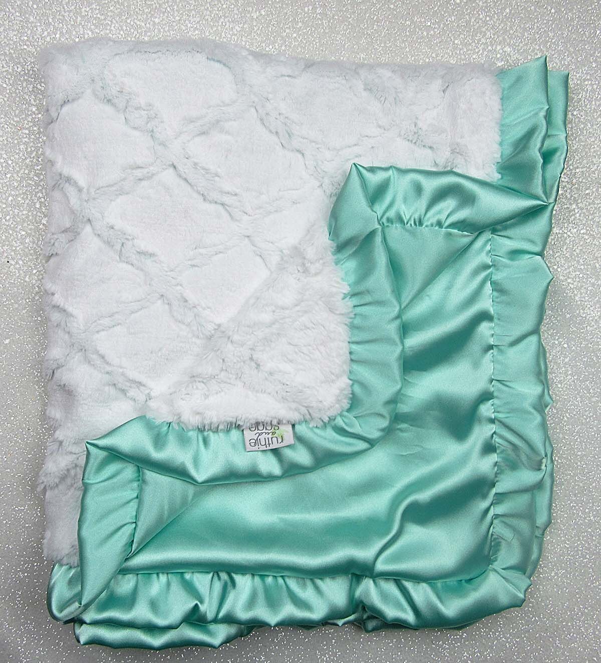 Minky Blanket mint blanket mint and white ruffle blanket