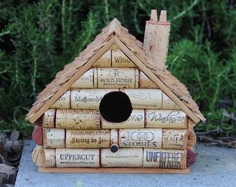 Wine cork birdhouse, wine cork art