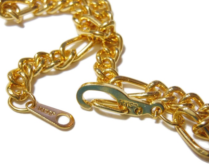 FREE SHIPPING Gold plated chain necklace and bracelet, 14K GP with lobster clasp, curb chain with larger links, Figaro chain