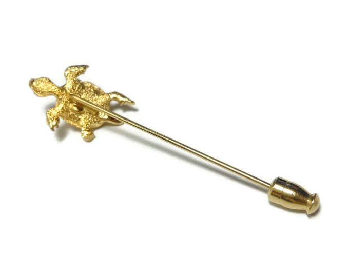 FREE SHIPPING Turtle stickpin, gold turtoise stick pin, finely detailed, hat pin