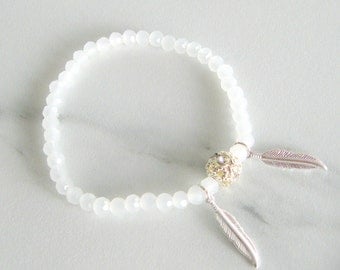 Rainbow Moonstone Bracelet, gemstone bracelet, june birthstone, summer bracelet, beach jewelry, gift for her, girlfriend gift, mothers day