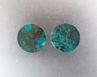 Malachite Chrysocolla 7/8", 22mm Gemstone Ear Plugs One Pair