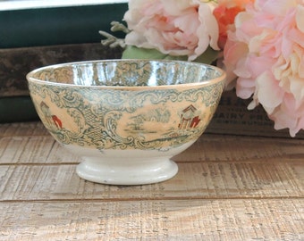Antique Petrus Regout & Co. Maastricht Polychrome Abbey Bowl Holland Transferware Ca. 1900's