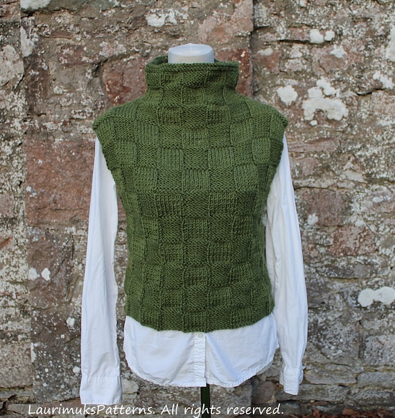 KNITTING PATTERN Green sweater vest/slipover sweater