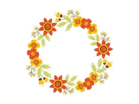 Download Autumn Floral Wreath Clipart - Digital Vector Flowers ...