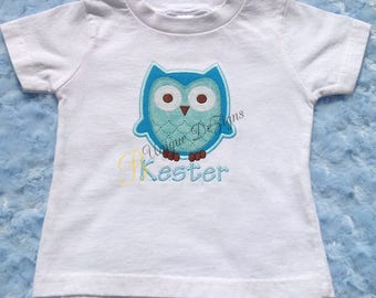 Applique Owl Shirt, Boys Birthday Shirt, Owl T-Shirt or Bodysuit, Boys Tops, Boys Appliqué Shirt, Animal Shirt