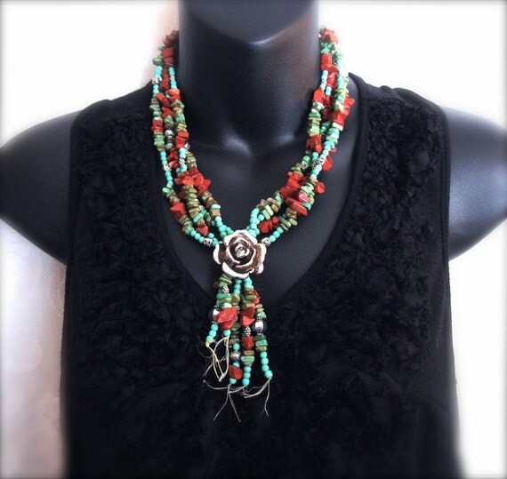 Multi Strand Necklace Tribal Jewelry Western by TheCrystalCorral