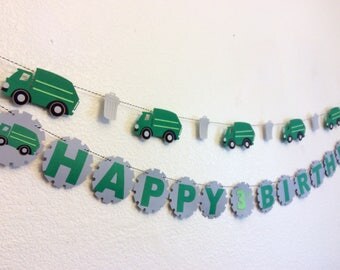 garbage truck banner, garbage truck Birthday, trash truck, garbage can, trash truck Birthday, boys party, garbage Garland, garbage cupcake