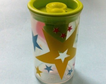 Hearts and Stars Cased Sharpener. Kawaii Tubular Sharpener. Vintage Sharpeners. KUM School Supplies. German Stationery. Back to School.